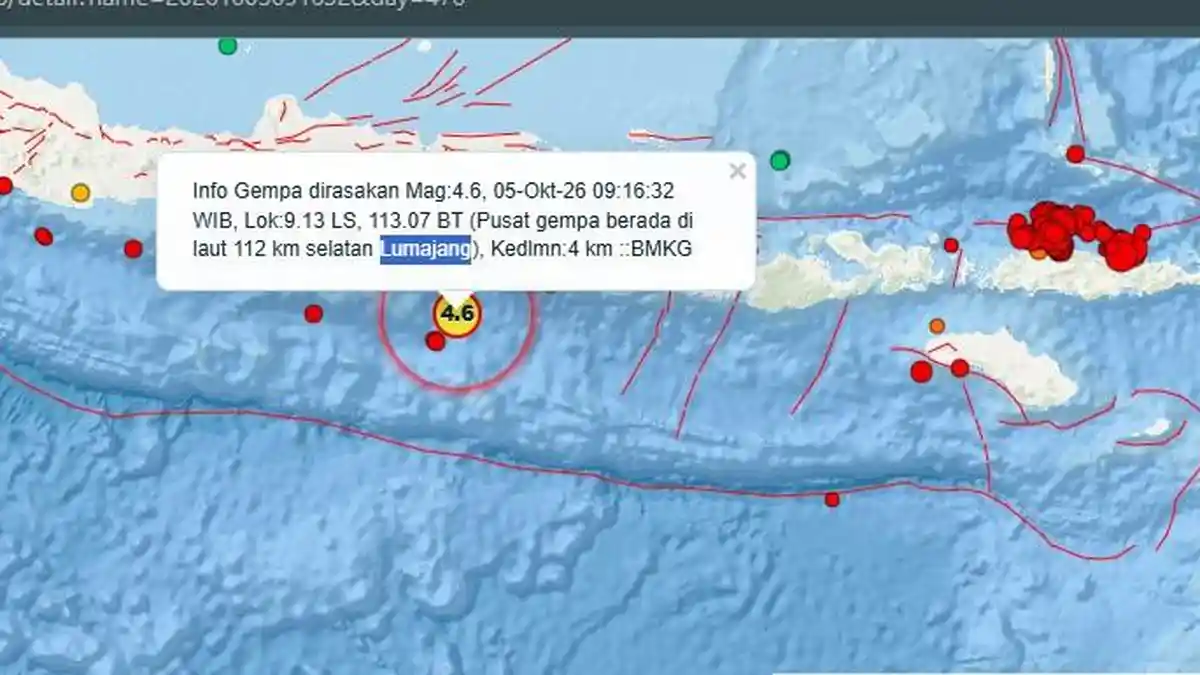Gempa Bumi Guncang Lumajang Senin Pagi, Terasa hingga Malang Sampai Blitar Jawa Timur