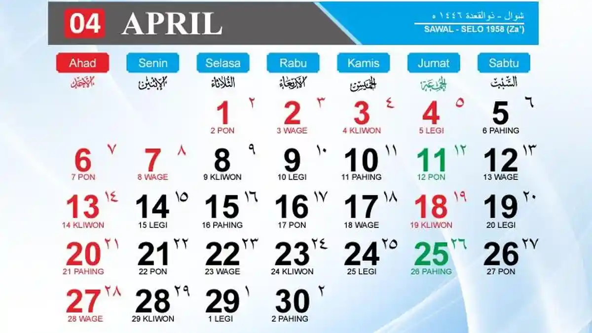 Kalender April 2025, Ada 3 Hari Libur Panjang yang Cocok Dipakai untuk Liburan Bareng Keluarga!