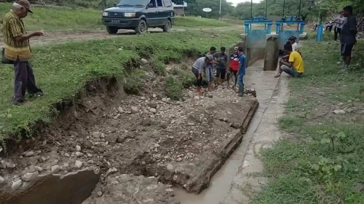 Di Kabupaten TTS,  Saluran Irigasi Bena Ambruk Sepanjang 13 Meter ?