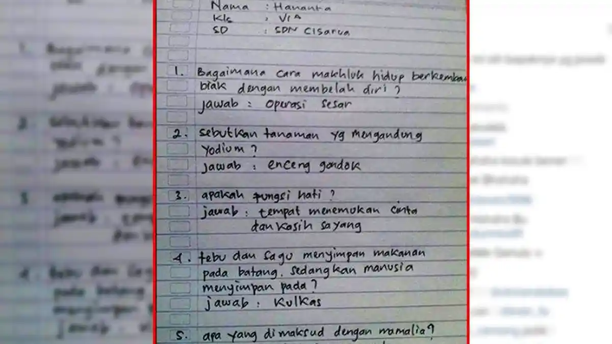 5 Jawaban Anak SD Ini Bikin Terpingkal, Netizen Ngakak Baca Nomor 3
