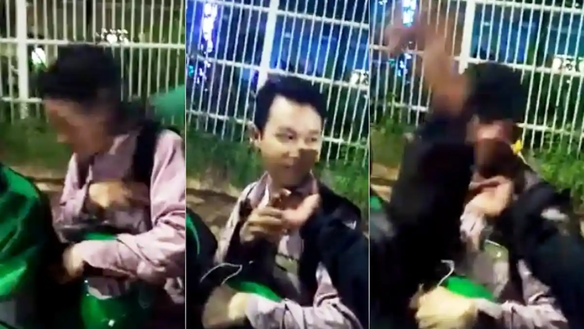 VIDEO Kekerasan Pria Berjaket Ojek Online Pada Penumpang, Diduga Kesal karena Dicancel