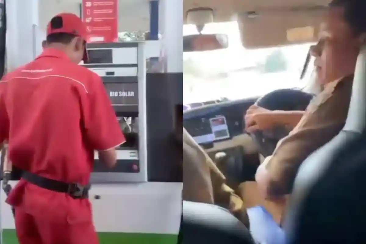 Viral, Kelakuan Pengendara Mobil Berseragam PNS Isi Bensin Rp 10 Ribu Sambil Tertawa, Tuai Kecaman
