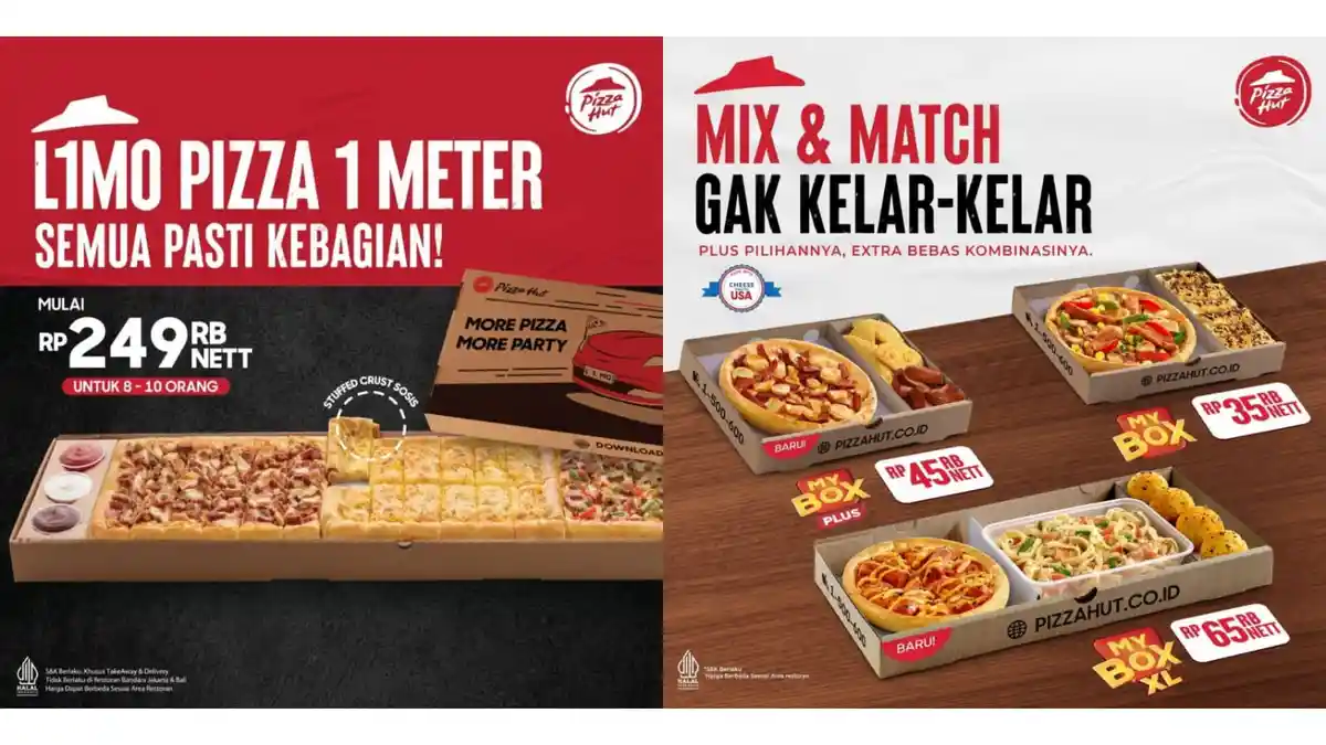 Promo Pizza Hut 4 Juli 2022, My Box Mix Max Rp35 Ribu, Pizza 1 Meter Rp249 Ribu