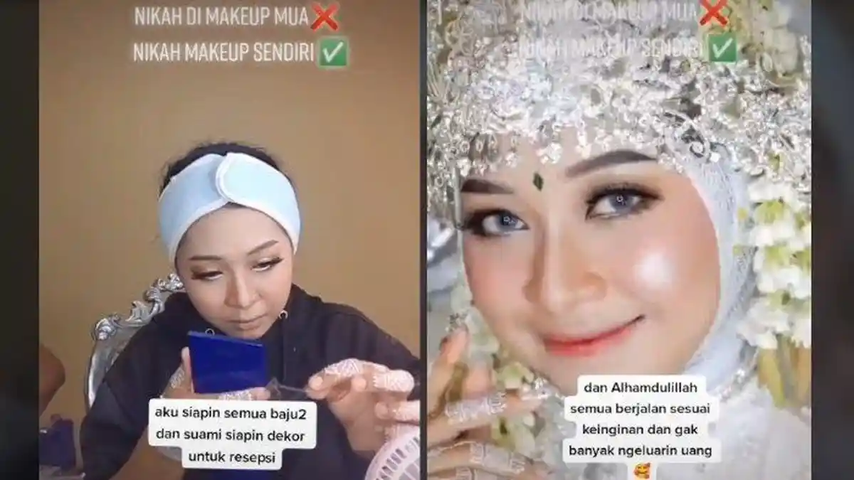 Viral Pengantian Wanita Rias Sendiri Tanpa MUA, Meski Irit Biaya, tapi Hasilnya Bikin Kagum