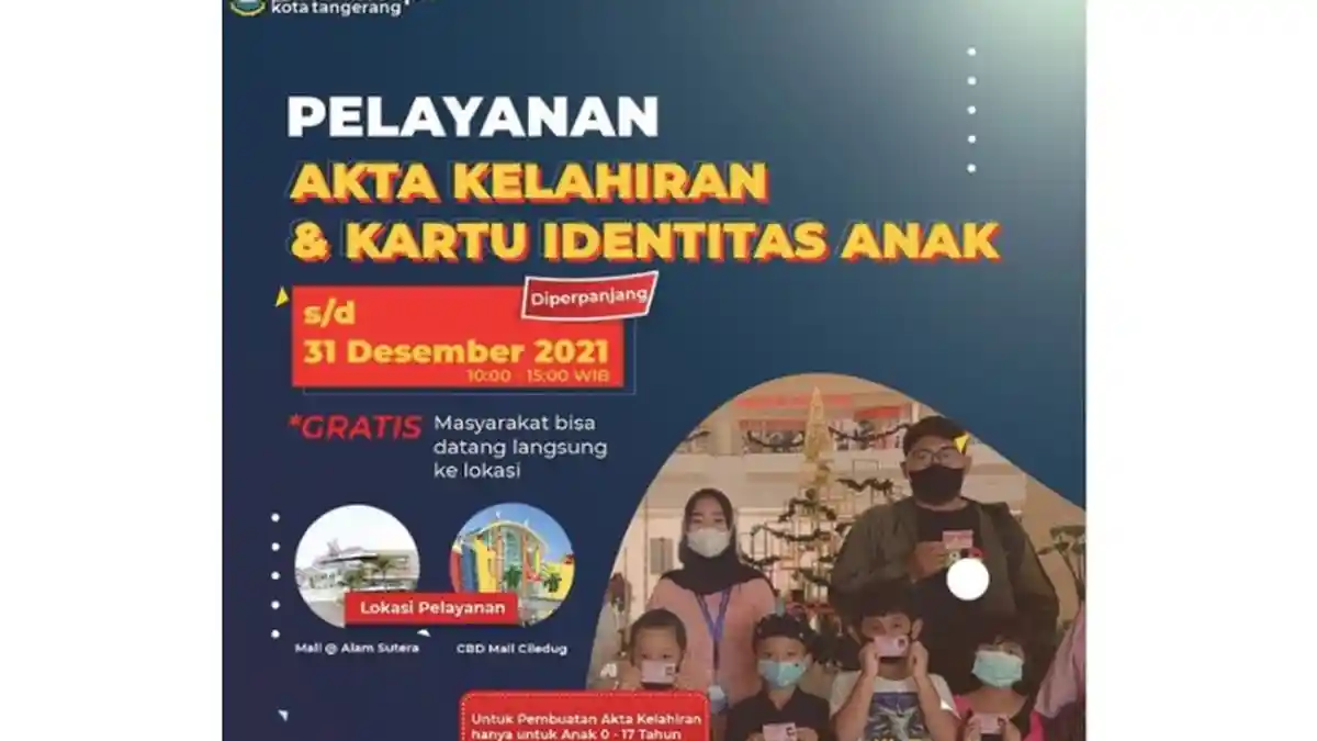 Disdukcapil Buka Layanan Gratis Akta Kelahiran dan KIA di Mal Alam Sutera dan CBD Ciledug