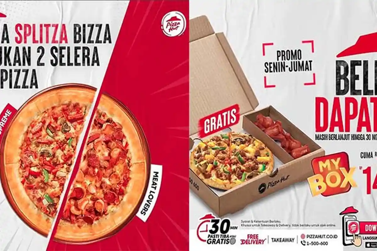 PROMO PIZZA HUT Terbaru Hari Ini 16 November 2021, Splitza 2 Selera 1 Pizza & Beli 4 Dapat 5 MyBox 
