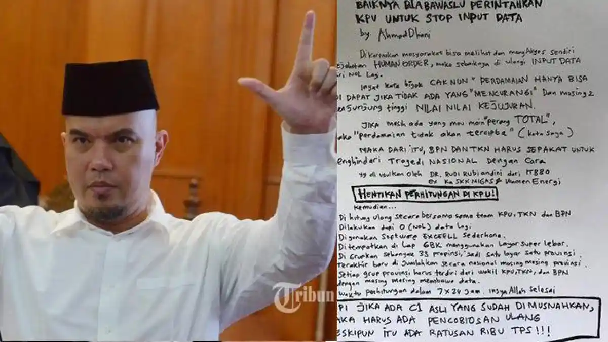 Ahmad Dhani Tulis Surat untuk Bawaslu, Ini Tujuh Permintaannya