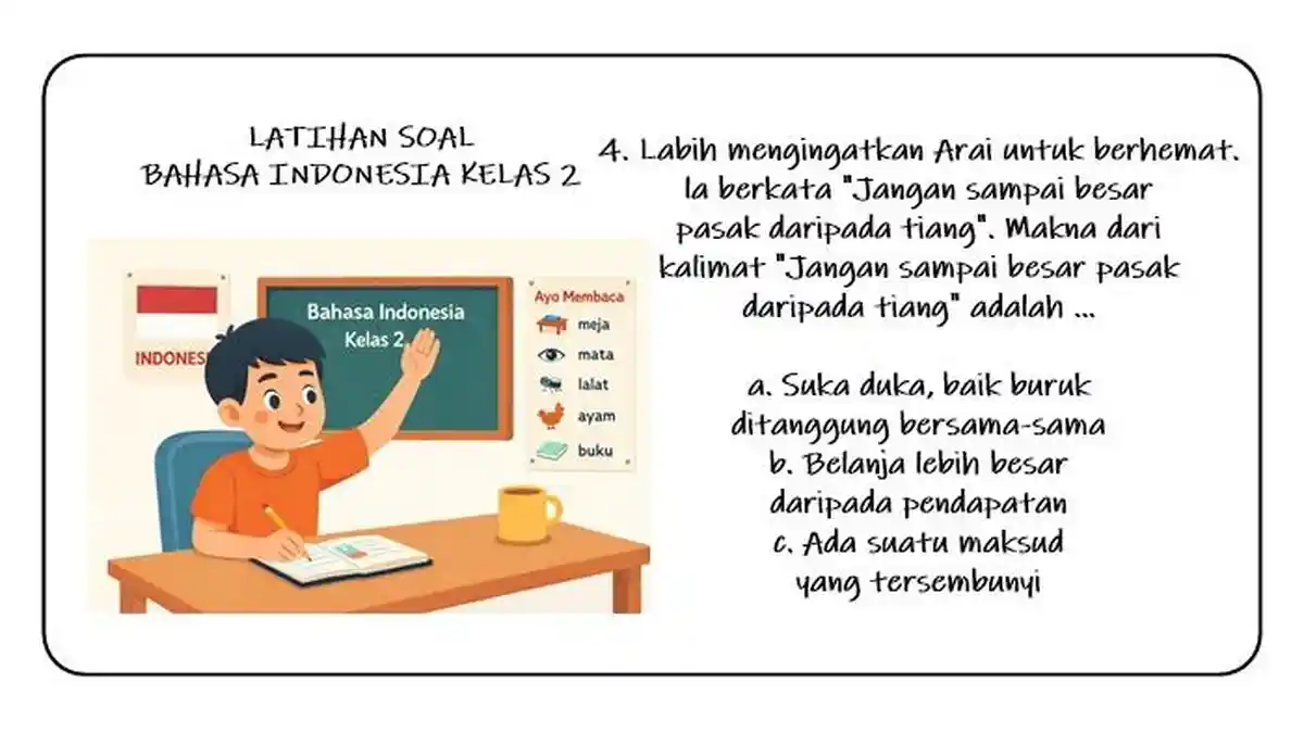 30 Soal Bahasa Indonesia Kelas 2 Semester 2, Kunci Jawaban Kurikulum Merdeka