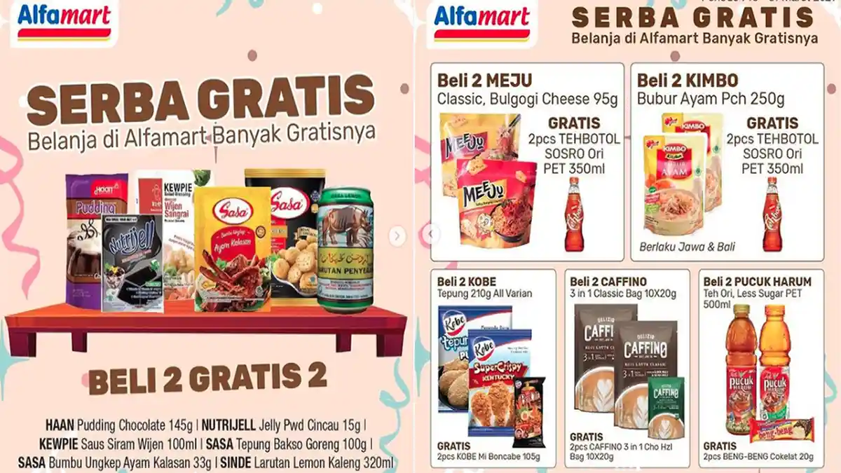 PROMO ALFAMART Hari Ini 18 Maret 2021, Banyak Diskon Minuman dan Kosmetik hingga Promo Serba Gratis