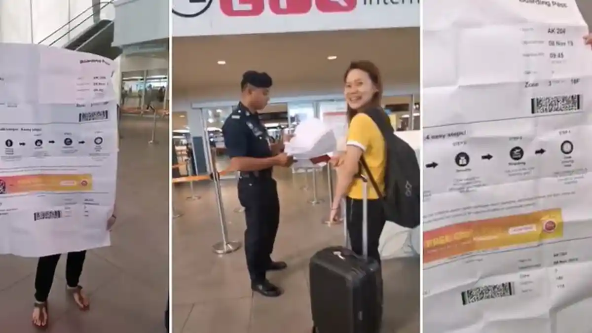 Cewek Ini Dikerjain Temennya dengan Boarding Pass Segede Gaban, Begini Reaksi Pramugari