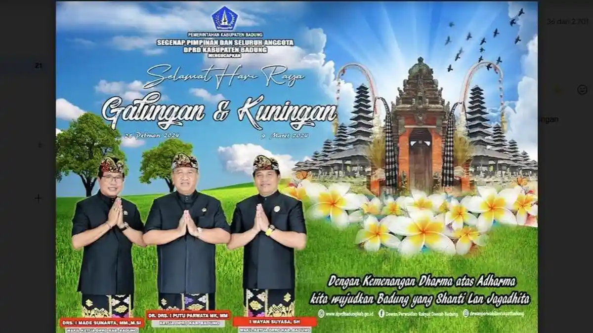 Pimpinan dan Anggota DPRD Badung Mengucapkan Selamat Hari Raya Galungan dan Kuningan 2024