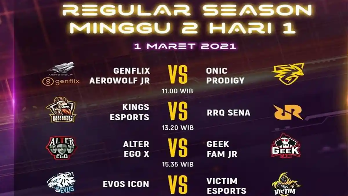 Jadwal MDL Season 3 Week 2 Hari Ini, Senin 1 Maret 2021: EVOS vs Victim, RRQ Hadapi Pendatang Baru