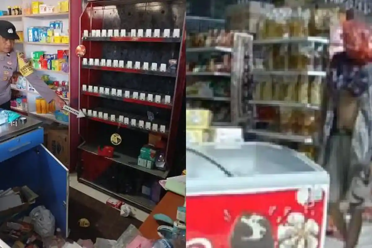 Toko di Ponorogo Diacak-acak Maling Bertopeng Kresek, 500 Bungkus Rokok Raib, Meja Kasir Dikuras