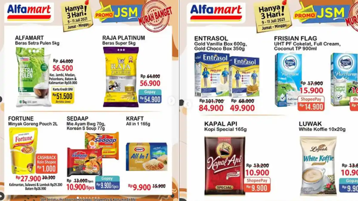 PROMO JSM ALFAMART Hari Ini 11 Juli 2021, Deterjen Beras hingga Susu Hemat Banget
