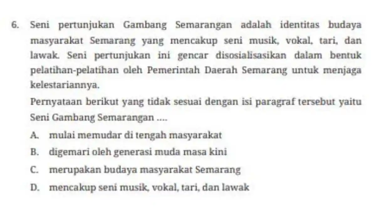 Kunci Jawaban Pendidikan Pancasila Kelas 8 SMP Halaman 126: Seni Gambang Semarangan Yaitu