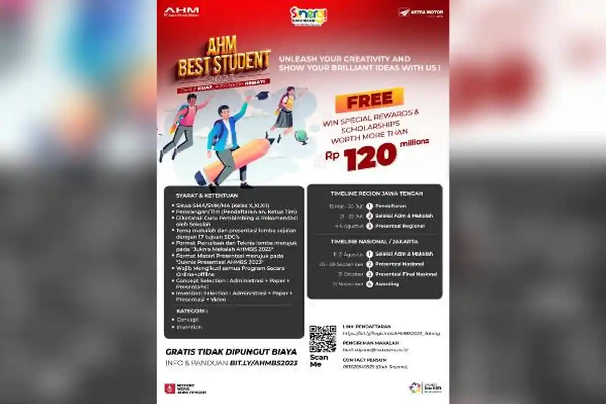 Jangan Lewatkan Pendaftaran AHM Best Student 2023 Bagi Pelajar SMA SMK di Jawa Tengah