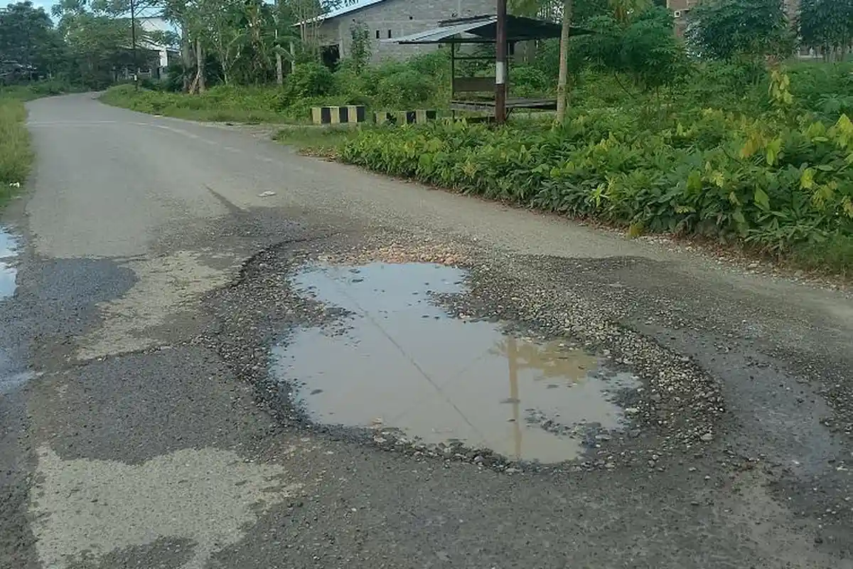 Jalan Menuju Pasar Smart Pasangkayu Berlubang