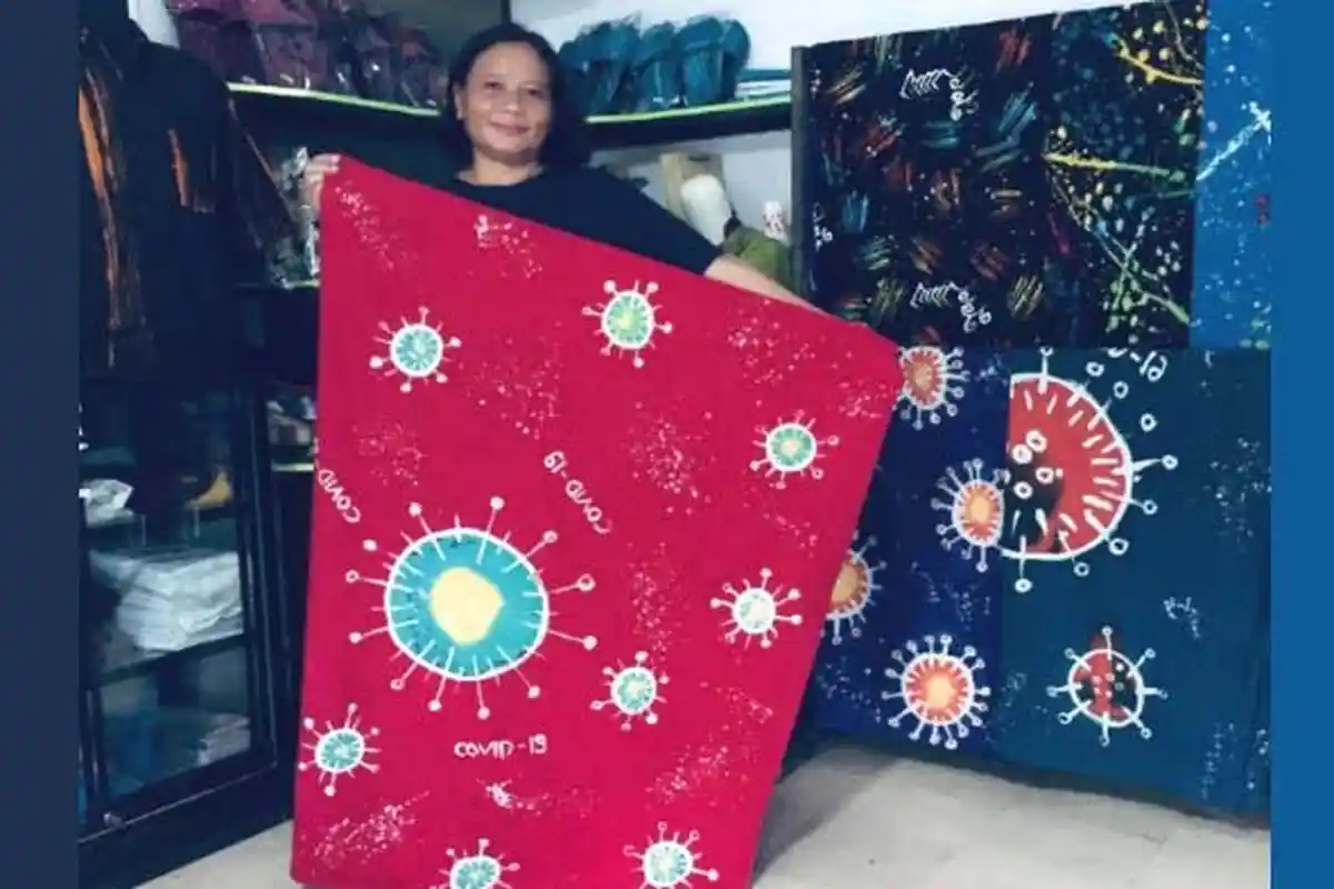 Batik Motif Virus Corona Karya Para Difabel di Kabupaten Blitar Laris Manis