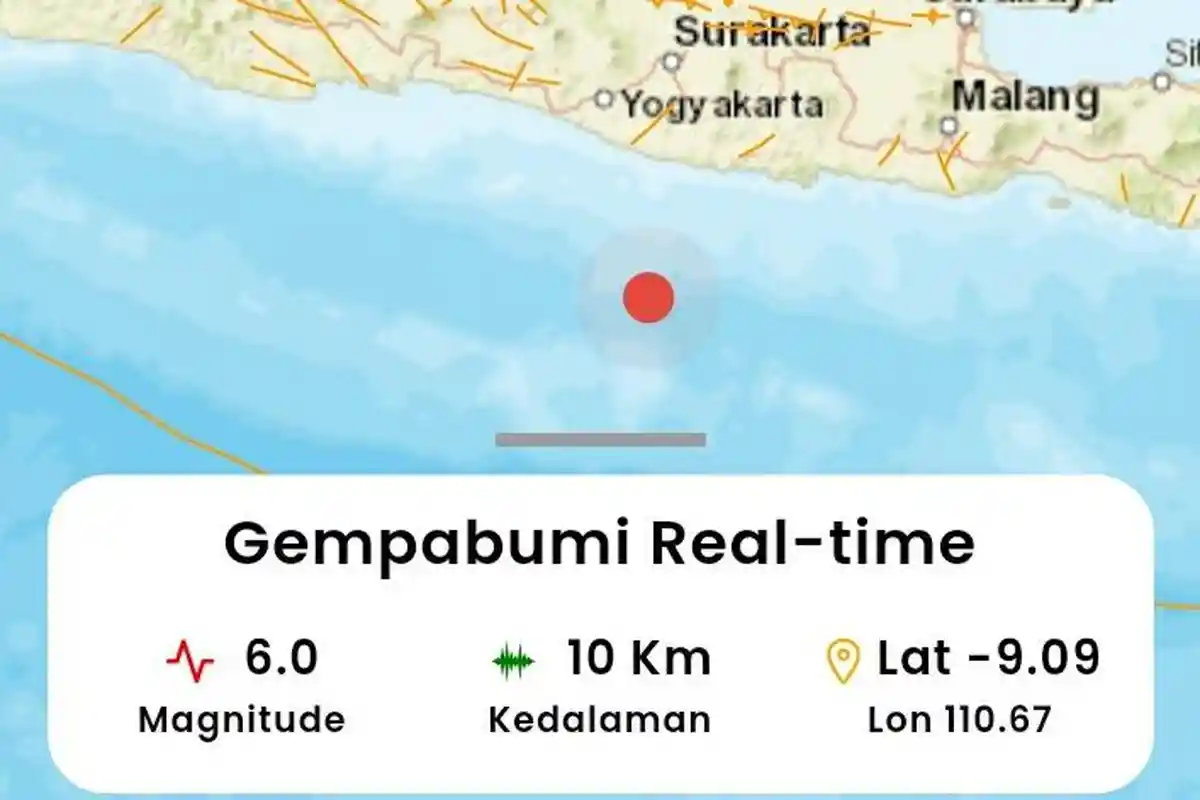 Terjadi Gempa Bumi Pacitan Jawa Timur Malam ini, 8 Juni 2023, Terasa Hingga Yogya
