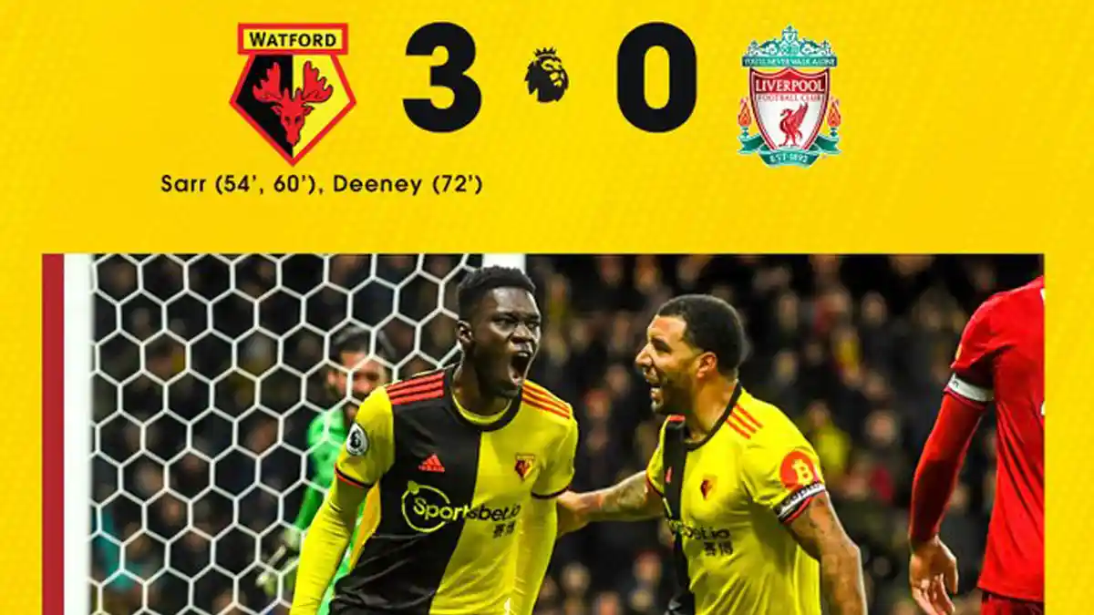 Hasil Liga Inggris Watford vs Liverpool, Akhirnya Liverpool Kalah, Ismaila Sarr Cetak 2 Gol