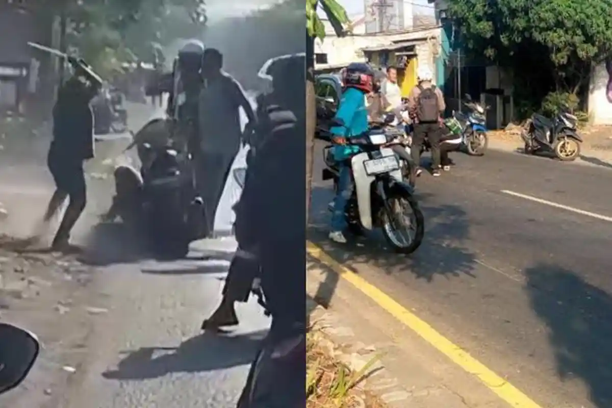 Carok di Gresik Jadi Berita Viral, Saling Sabetkan Celurit di Pinggir Jalan Lalu Direkam Pengendara