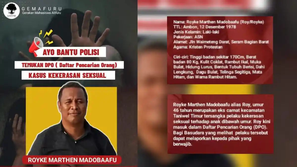 Gemafuru Desak Polisi Prioritaskan Penangkapan Eks Camat DPO Kasus Kekerasan Seksual Anak