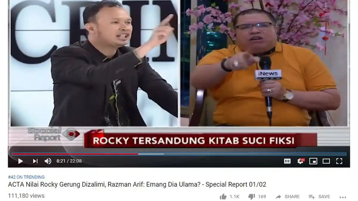 Debat Panas soal Rocky Gerung, Wakil Ketua ACTA dan Razman Arif Marah-marah hingga Saling Tunjuk