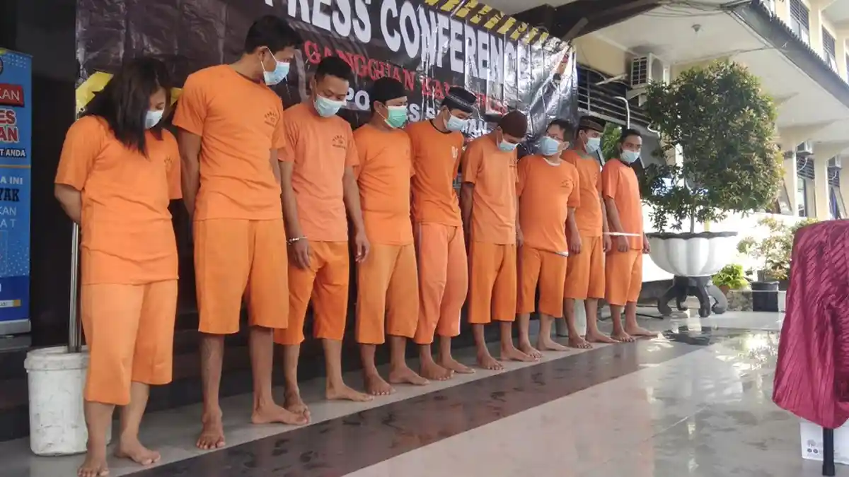 Polres Sleman Amankan 10 Orang Pengedar dan Pengguna Narkoba 