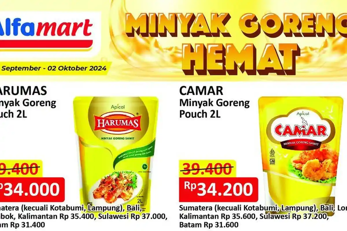 Promo Alfamart 26-30 September 2024, Minyak Goreng Murah, Sania, Fortune, Sovia, Harumas 34 Ribuan
