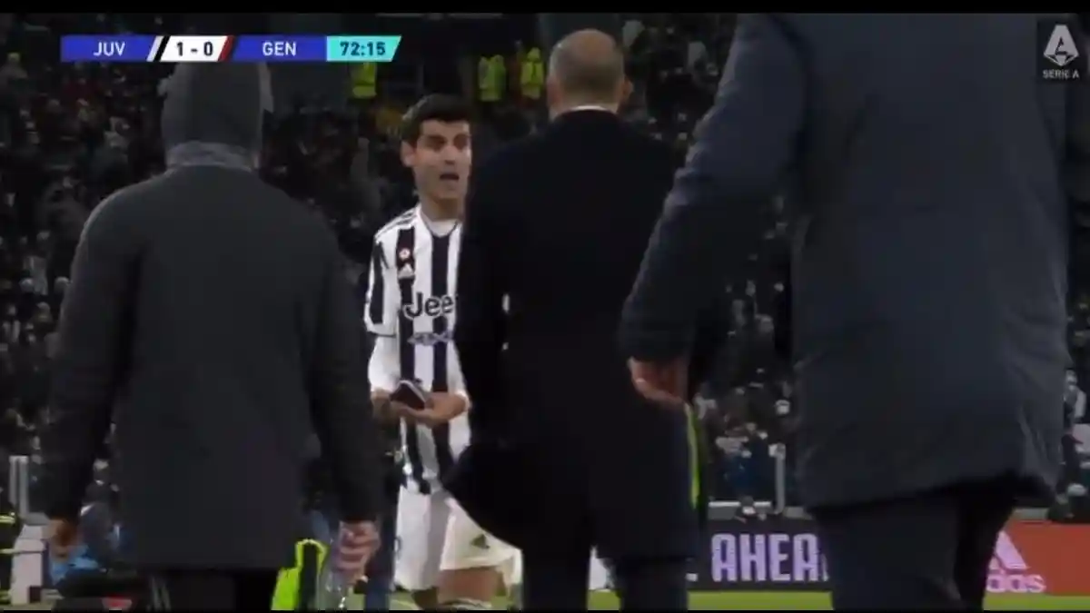 Pertengkaran Antara Morata Dengan Manajer Massimiliano Allegri, Terdengar Saat Allegri Teriak Diam!