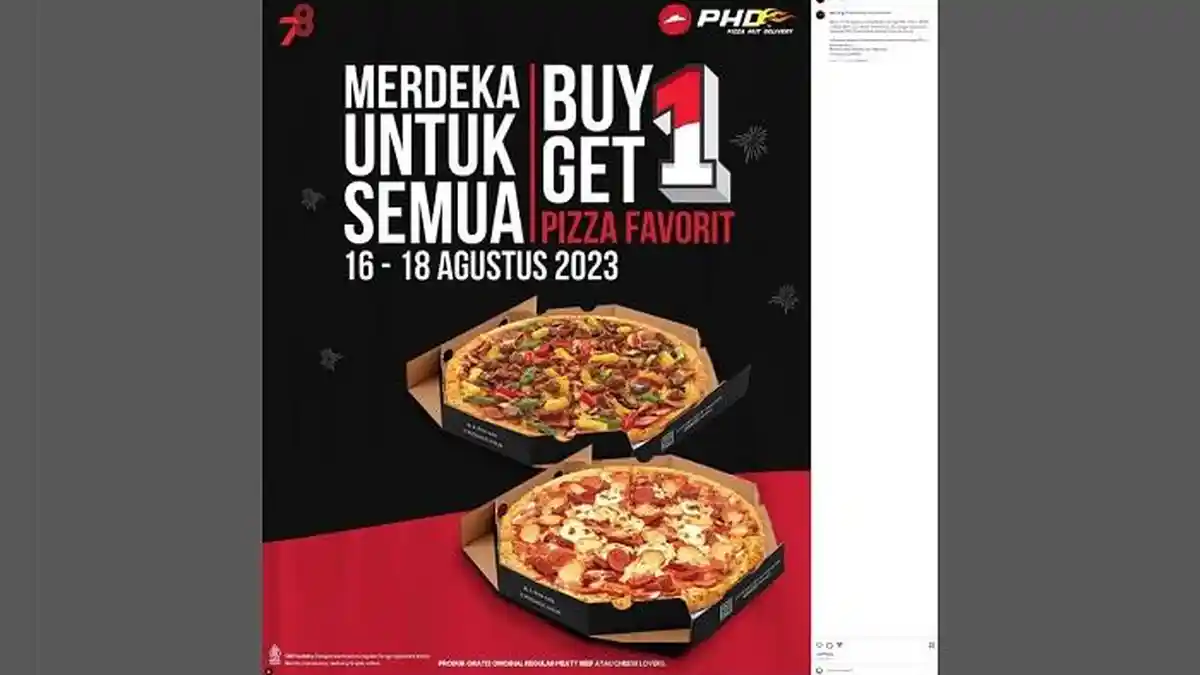 Promo Kuliner HUT ke-78 RI, Bisa Beli 1 Gratis 1 di Pizza Hut dan Starbucks