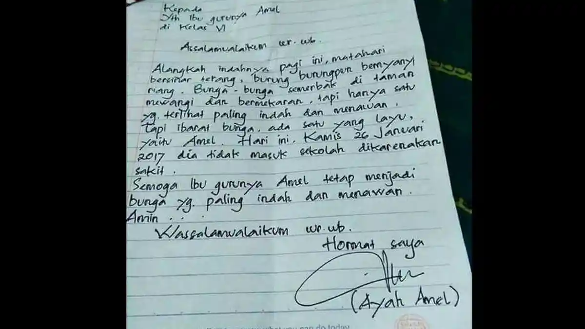 Ayah Amel Bikin Geger Dunia Maya, Surat Izin Sakitnya Viral dan Menuai Tawa