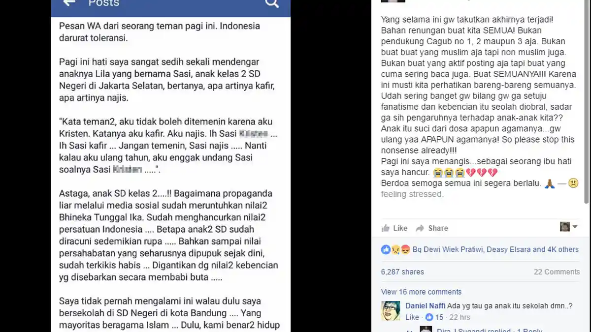 Diunggah Penyanyi Ini, Kisah Anak SD Dirisak Karena Beda Agama Mendadak Viral