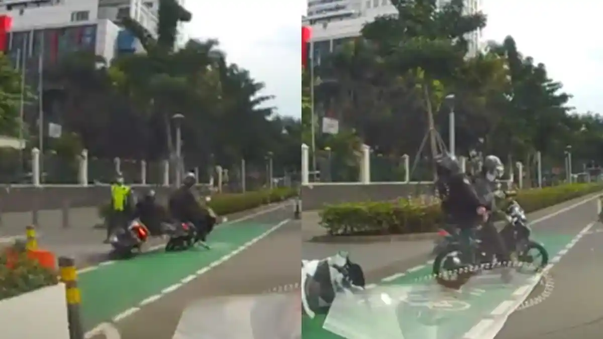 AROGAN KALI, Pria Berseragam Loreng TNI Tendang Pemotor, Padahal Salah Jalan