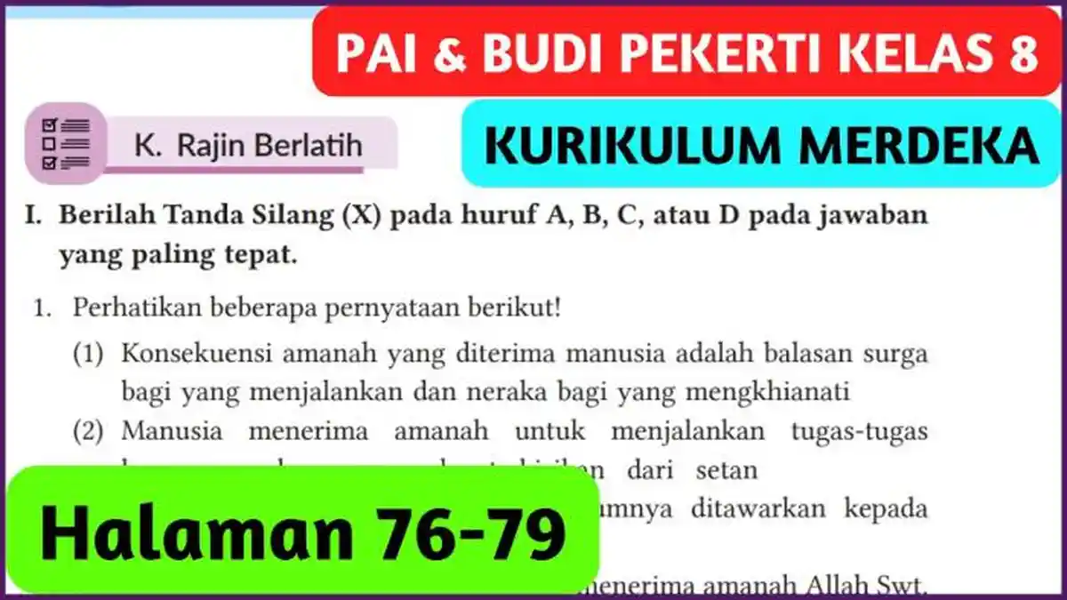 Kunci Jawaban Pendidikan Agama Islam Kelas 8 Hal 76 77 78 79 K Merdeka, Bab 3: Rajin Berlatih