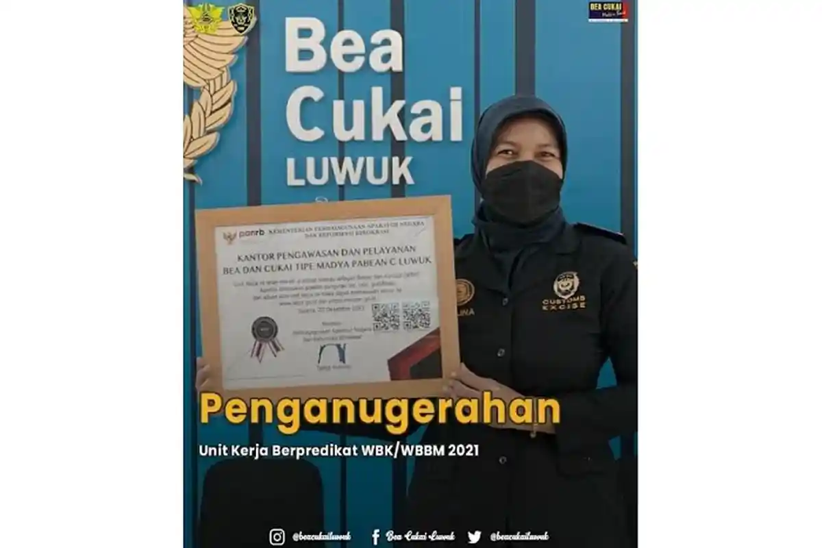 Bea Cukai Luwuk Raih Predikat WBM dari Kemenpan RB