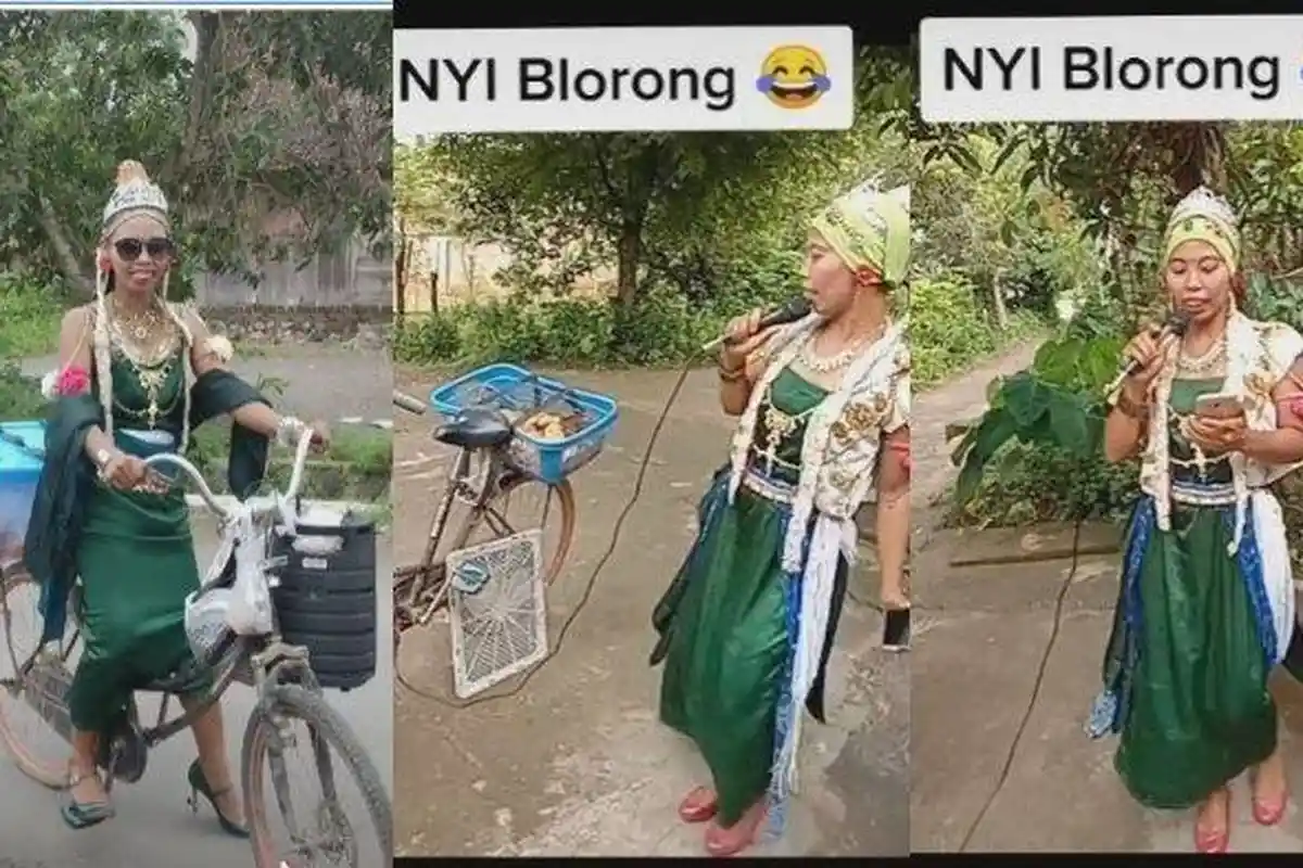 SOSOK Mbak Ugik Pedagang Gorengan yang Viral Berkostum Nyi Roro Kidul, Dulunya Pengamen, Kini Viral