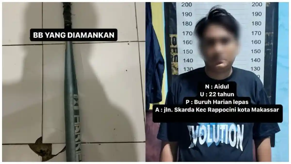 BREAKING NEWS: Buruh Harian di Makassar Ditangkap Usai Hantam Teman Pakai Baseball