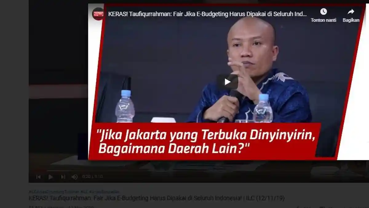 ILC TvOne, Taufiqurrahman Kritik Sistem e-Budgeting: Kalau Perlu APBN Pakai e-Budgeting