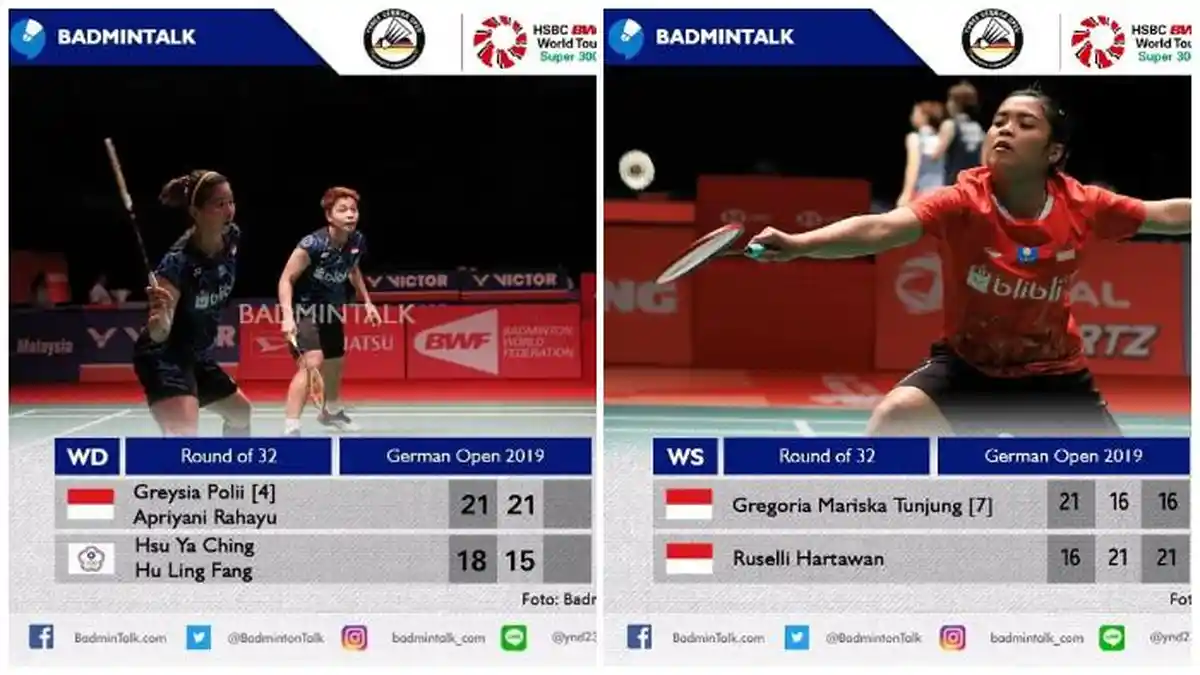 Hasil Pertandingan Babak Pertama German Open 2019 Hari Kedua, 5 Wakil Indonesia Maju ke Babak Kedua