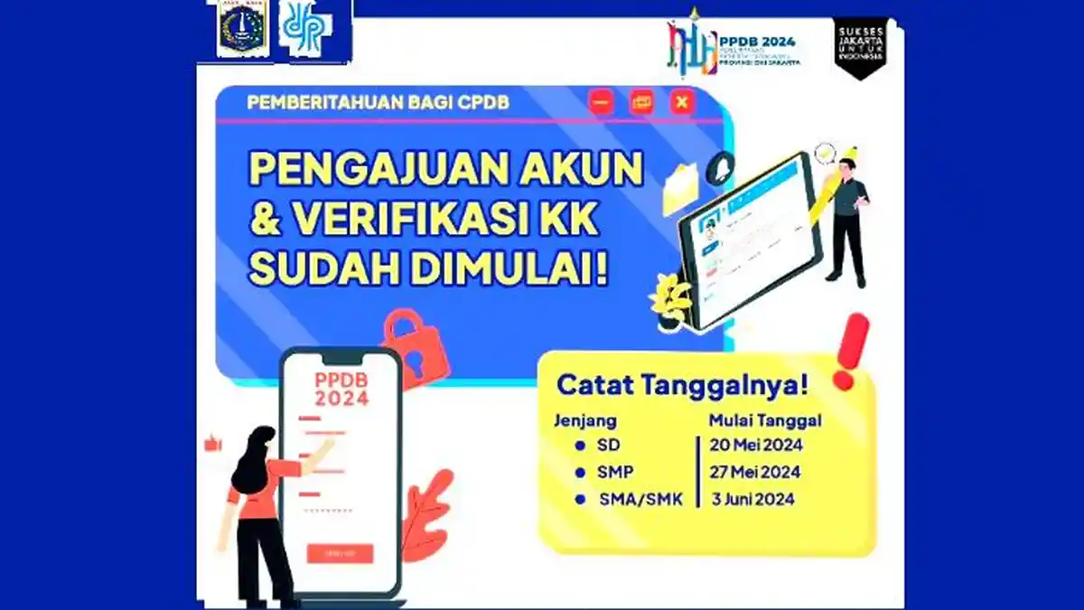 Jadwal Pengajuan Akun PPDB Jakarta 2024 Jenjang SD, SMP, SMA dan SMK di ppdb.jakarta.go.id