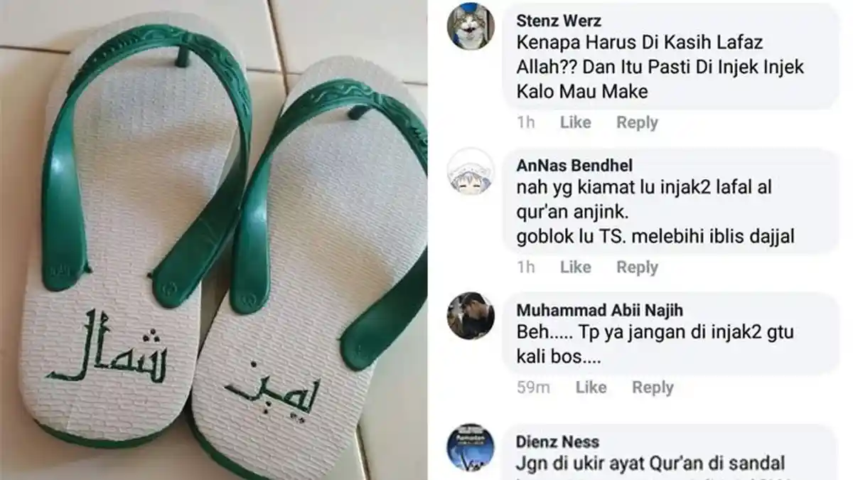 Heboh Sandal Bertuliskan Huruf Arab Dikira Ayat Suci, Netizen Marah Padahal Begini Artinya