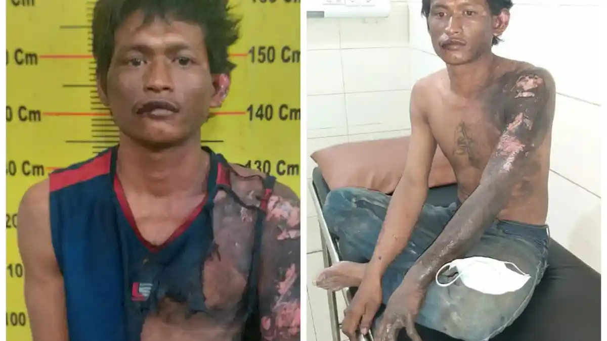 KUALAT, Pencuri Kabel PLN Gosong Ditangkap Warga Setelah Terpental Kena Ledakan