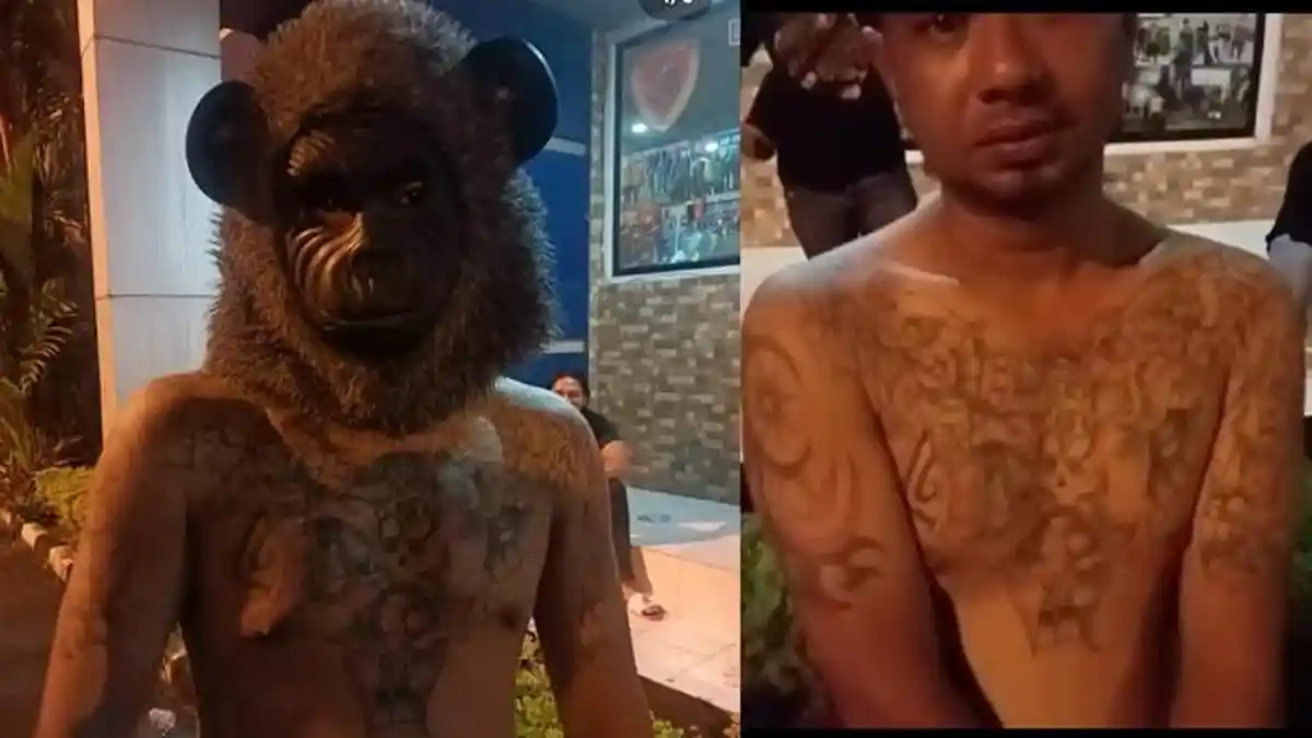 Sudah Ditangkap, Tampang Pelaku Bobol Konter Pakai Topeng Monyet di Palembang