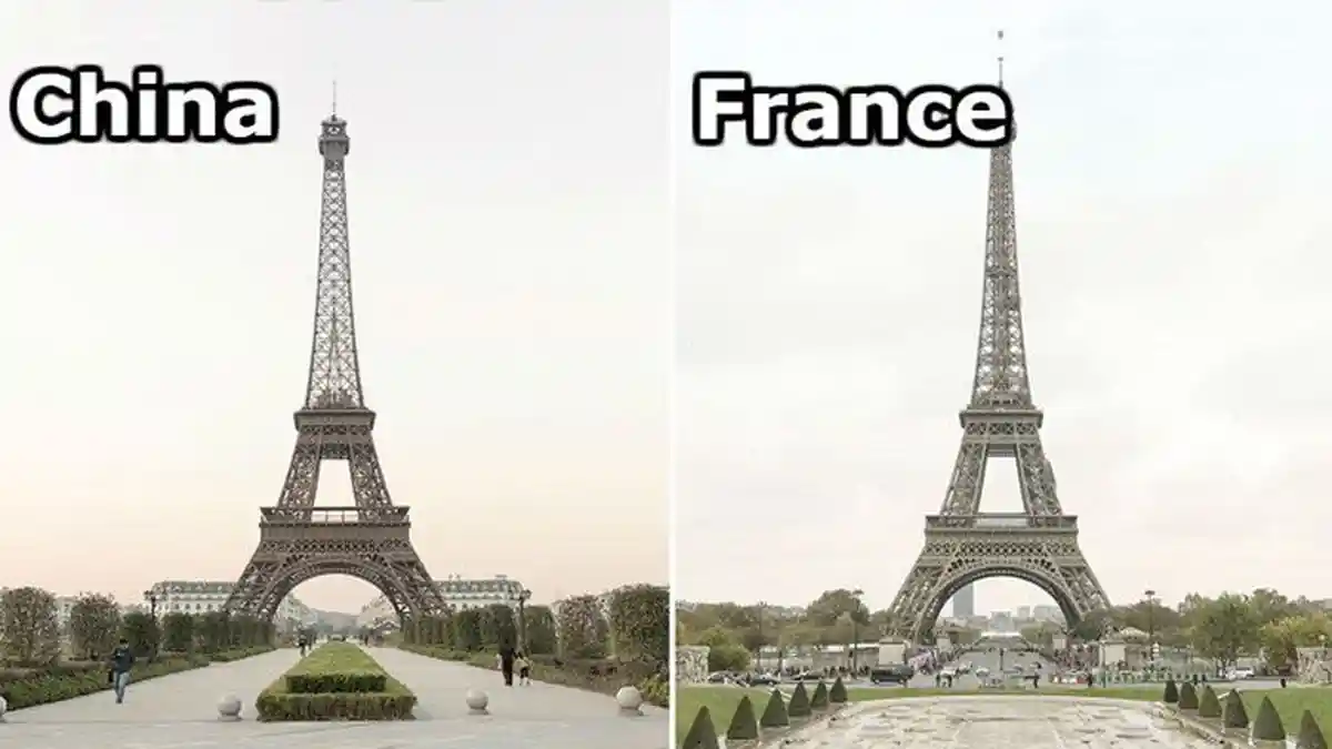 Bisa Bedakan Menara Eiffel di China dan Paris Ini? Bangunan di Sekitarnya pun Dibuat Mirip