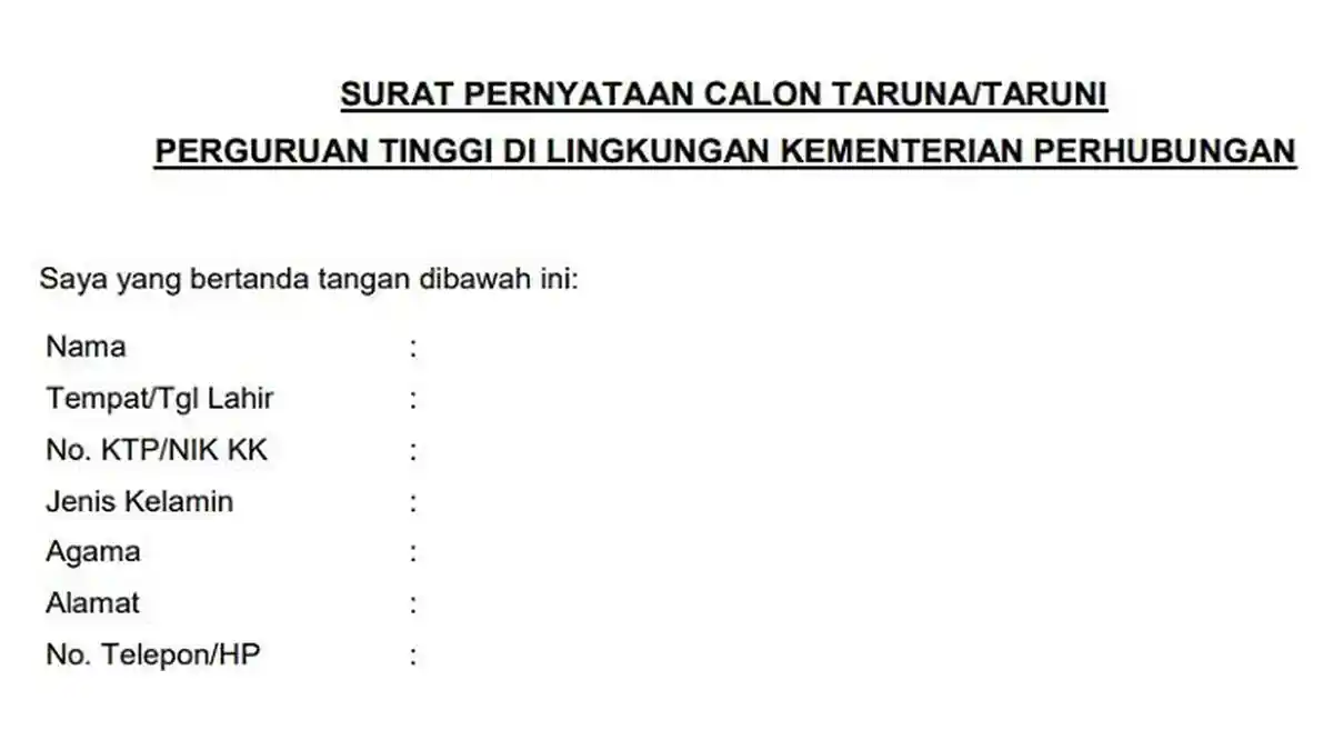 Contoh Surat Pernyataan Daftar Sekolah Kedinasan 2025, Dibuka 29 Juni