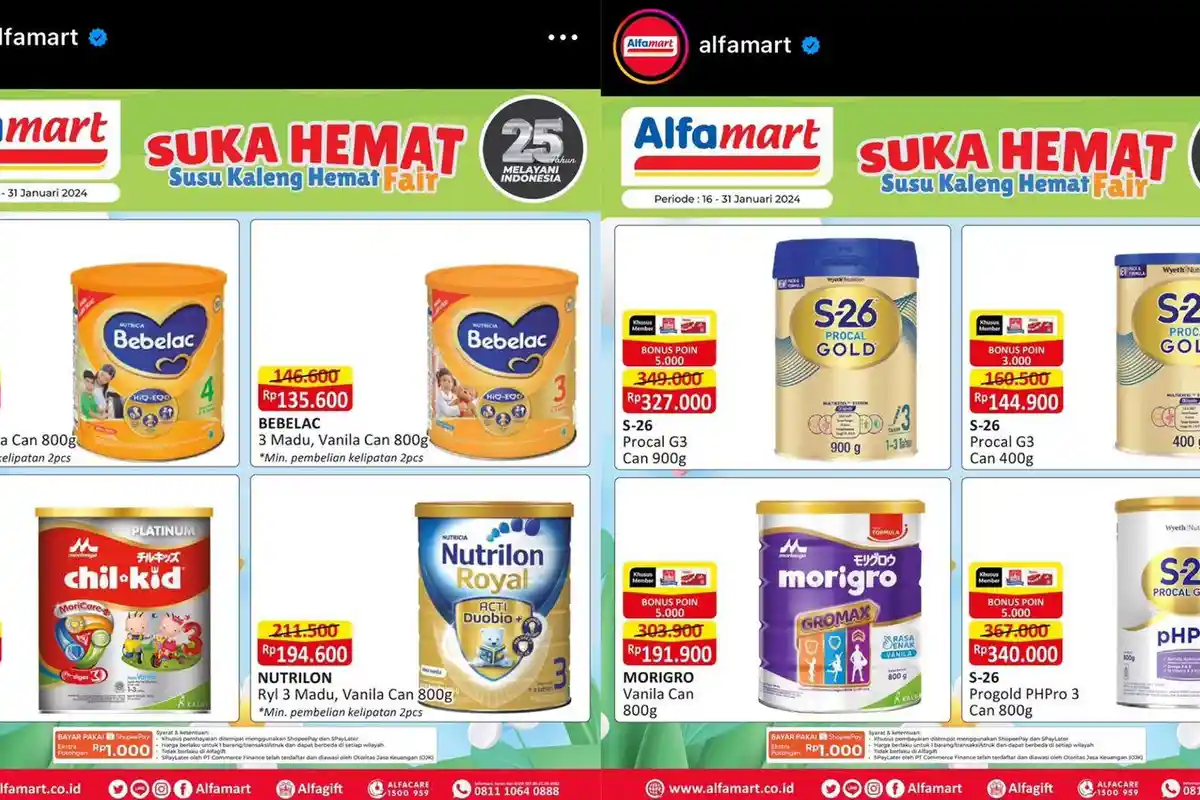 Promo Susu Kaleng Hemat di Alfamart Hari Ini, Ada Chil-Kid Murah Rp 147.500 dan Bebelac Rp 125.900