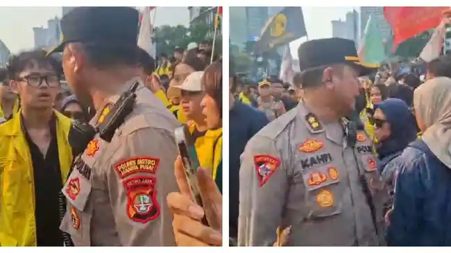 Kabag Ops Polres Metro Jakpus Adu Mulut dengan Mahasiswa saat Demo: Ya Sudah Marahi Gua!