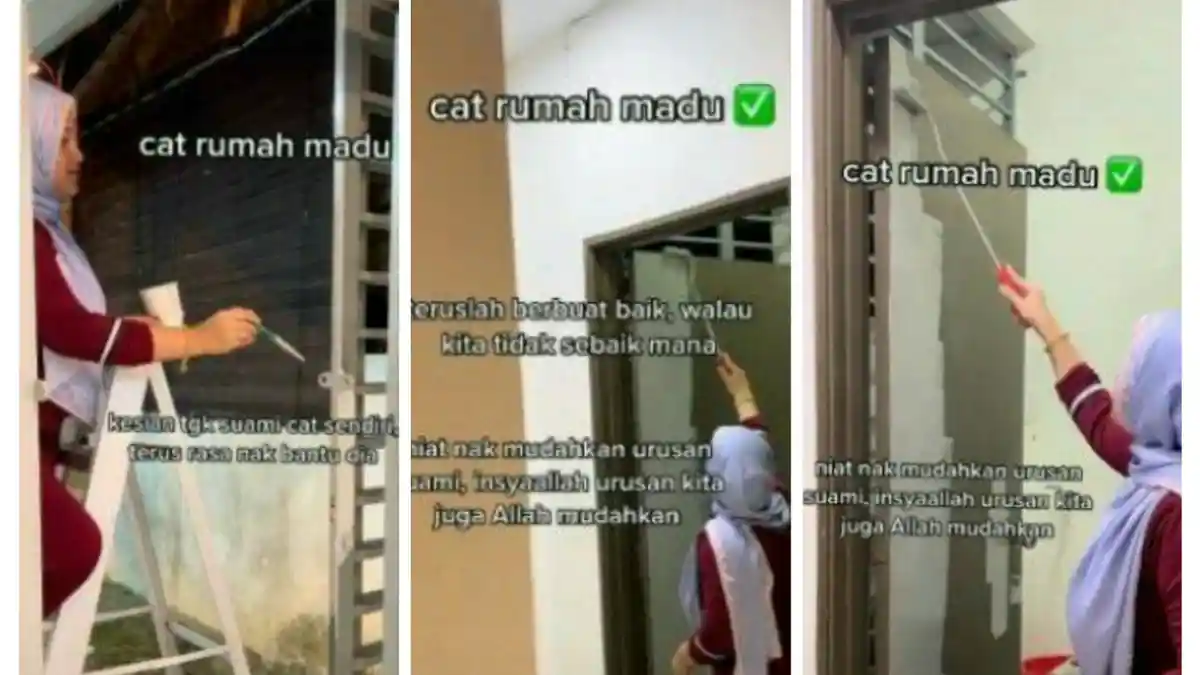 Istri Pertama Rela Membantu Suami Mengecat Istri Kedua, Videonya Viral
