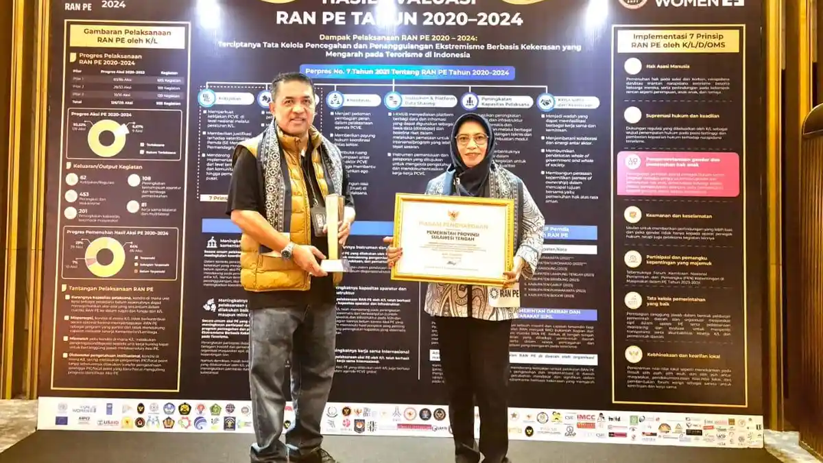 Pemprov Sulteng Raih Penghargaan RAN PE Award untuk Program Inovatif
